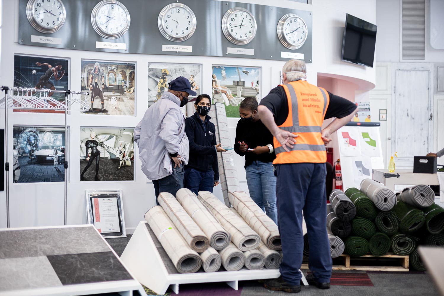 Stall at a rug vendor market day.